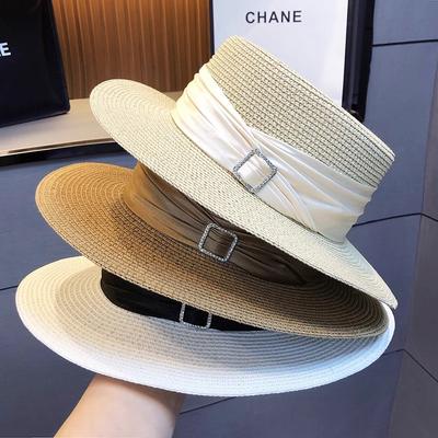 Uscita al mare cappello da spiaggia bambini 2025 nuovo cappello da sole estivo protezione solare stile celebrità senso avanzato cappello di paglia a tesa piatta