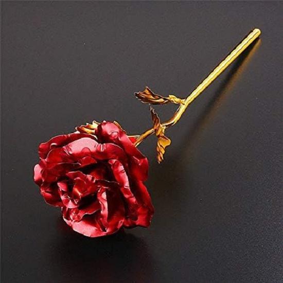 Artificial Golden Flower In Red Velvet Box - Elegant Decorative Piece for Home or Office - Ideal Gift for Special Occasions and Loved Ones