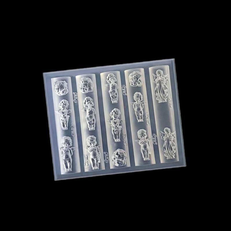 3D Transparente Silikon-Nagelform Für Nagelkunst-Design Relief Kaninchen Engel Muster Maniküre Schablonen Werkzeuge Zubehör