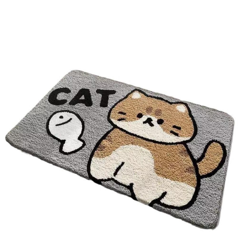 Cartoon Print Bathroom Cashmere Thickening Mat Bath Non-slip Carpets In Wash Basin Bathtub  Floor Rug Shower Room Doormat Memory Foam 3D Pad