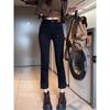 Plus Size Women's Black Stretch Denim Jeans - High Waist Cropped Straight Leg, Slimming Fit for Spring/Autumn 2026.