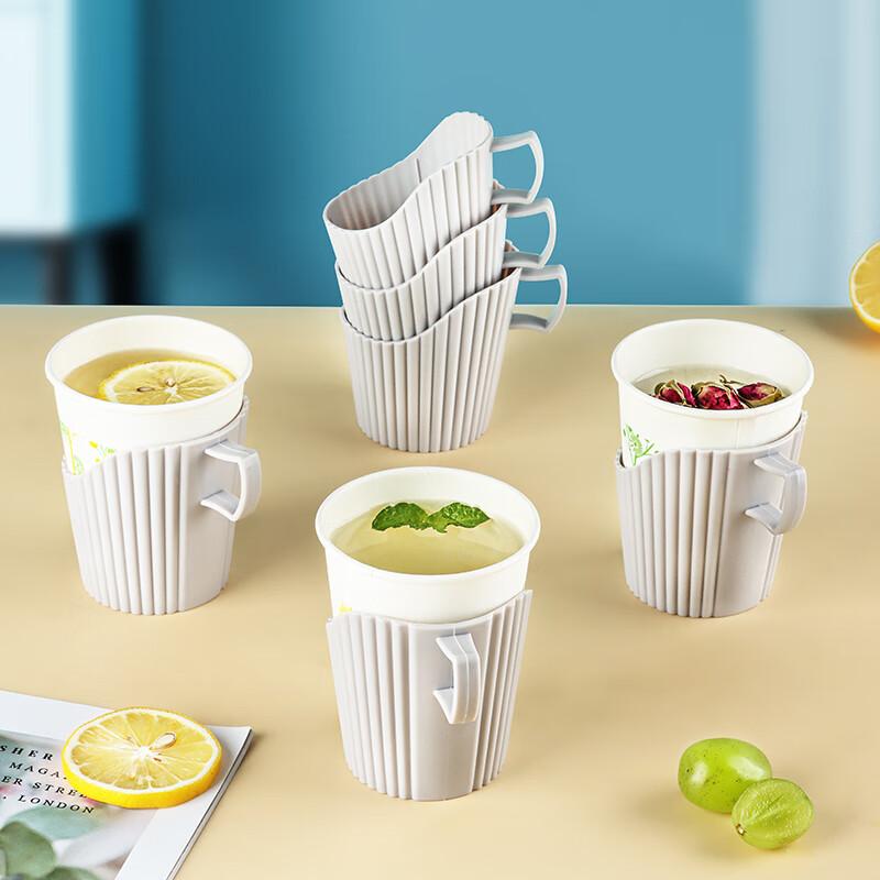 Baijie Disposable Paper Cup Holder, Thickened, 12-Pack, Office Tea Cup Insulated Cup Holder Base, Plastic Cup Sleeve, Paper Cup Stand