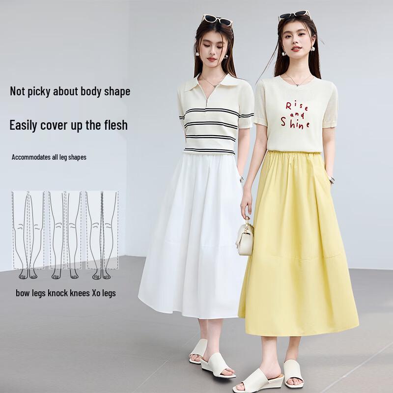 VICTORIA&VERA Women's Pleated A-Line Midi Skirt V9013Q01