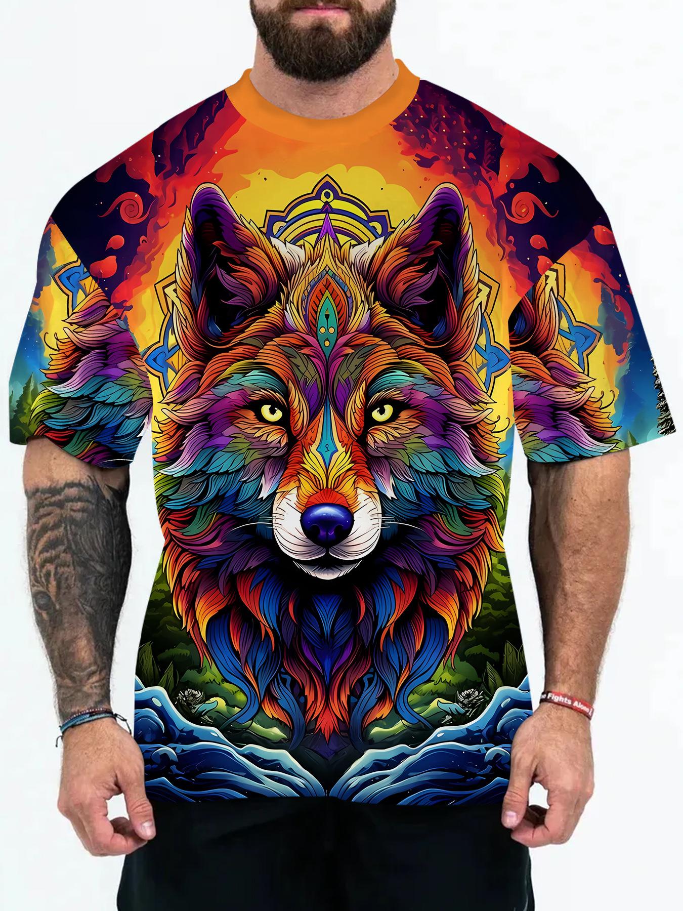 Мужская футболка для взрослых с 3D-цифровой печатью и рисунками животных 5XL — фото 18
