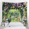 Lentebloemen Houten Hek Tapijt Natuur Roze Roos Planten Bloemenmuur Hangend Tuinraam Natuurlijk Landschap Doek Woondecoratie