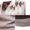Men's Trendy V-Neck Plaid Color Block Knit Vest - Autumn/Winter Casual Warm Layer