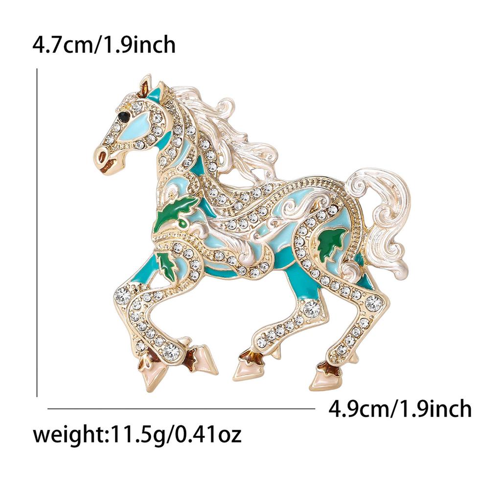 Retro frisches und süßes Temperament diamantbesetzte niedliche Pony-Tierbrosche vielseitiges Kleiderzubehör Corsage