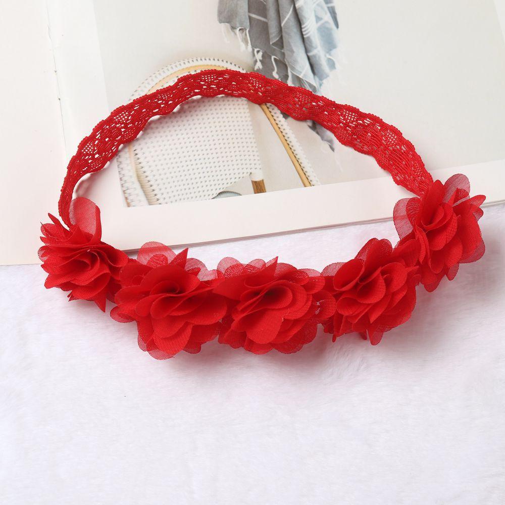 New Korean Style Women's Polyester Chiffon Flower Lace Headband 10cm Hair Accessory for Gift