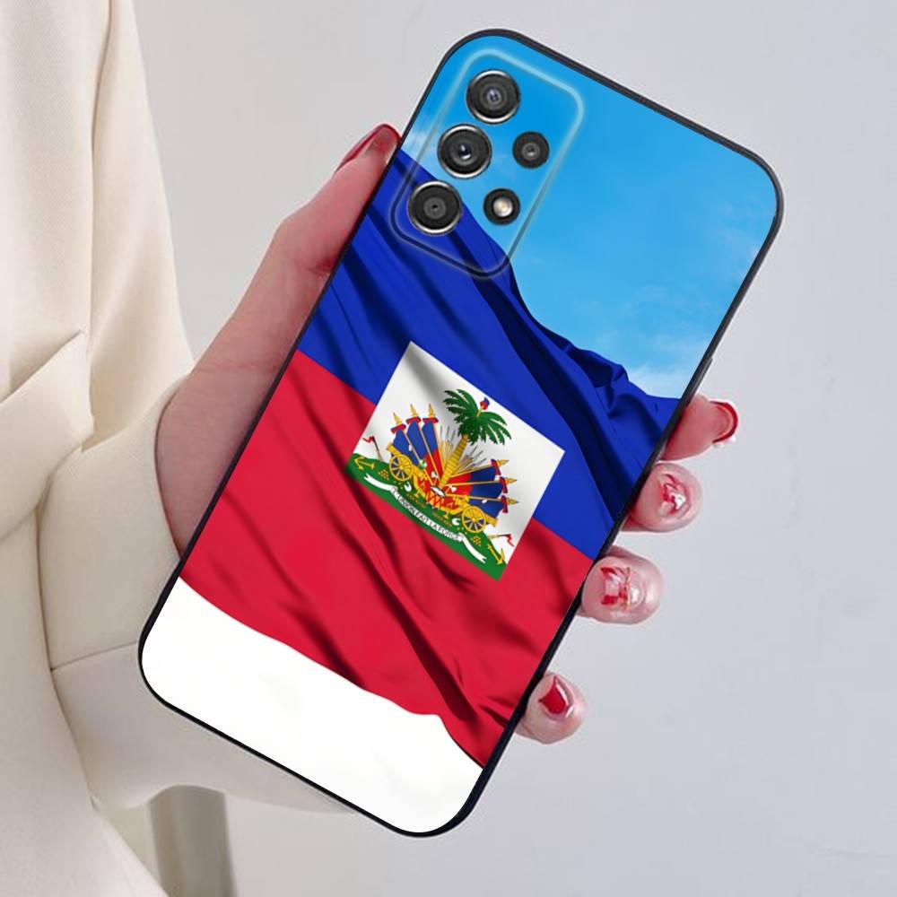 Flag of Haiti Haitian Phone Case For Samsung S24,21,22,23,30,Ultra,20,Plus,Note,10,9,Black Soft Silicone Case