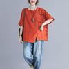 Women's Summer Design Personalized Loose Top Artistic Short Sleeved Round Neck Asymmetrical T-shirt
