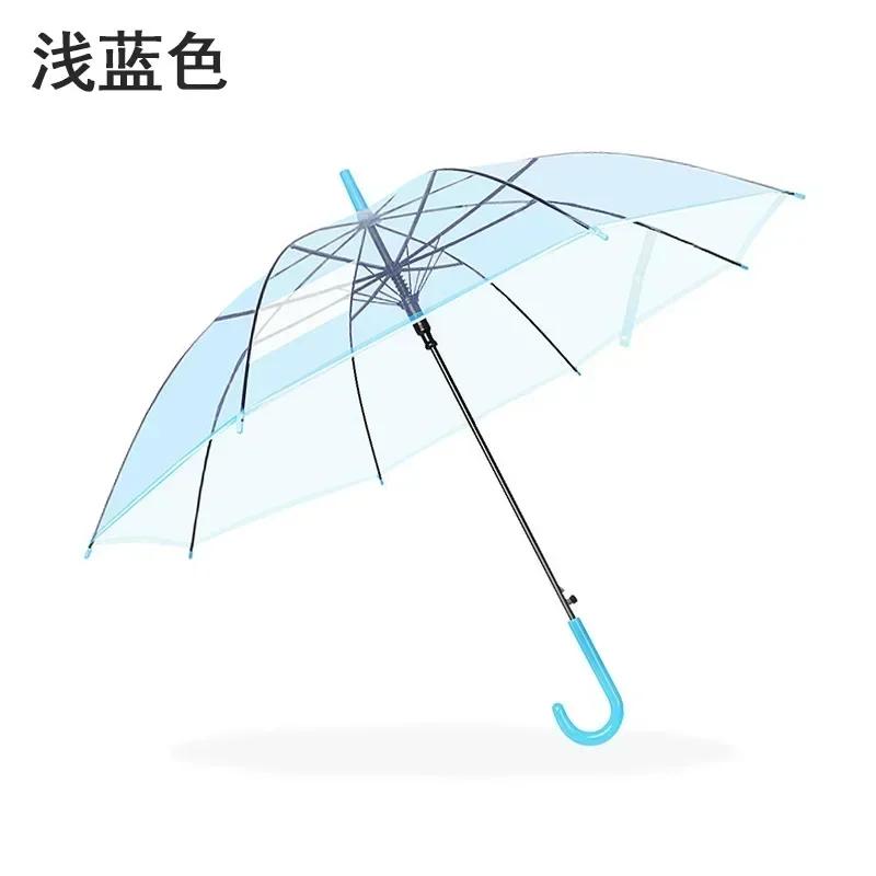 Automatic Transparent Umbrella for StudentsChildren Long Handle Straight Rod Environmentally Friendly Transparent Umbrella