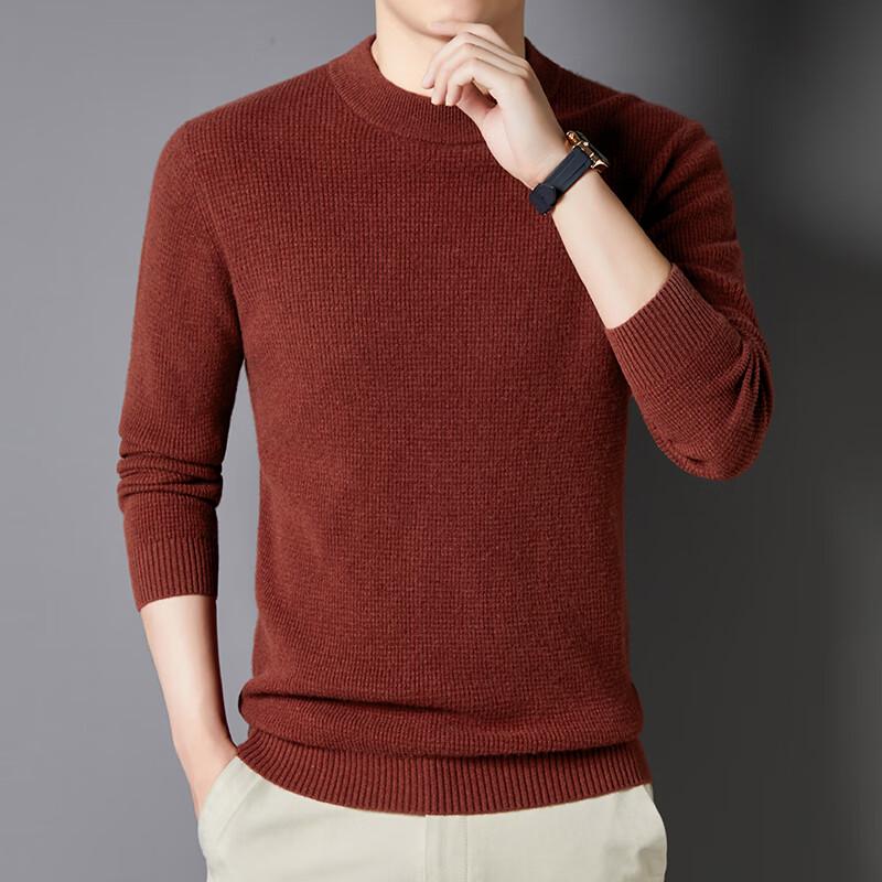 Yiliteng Men's Waffle Knit Round Neck Sweater