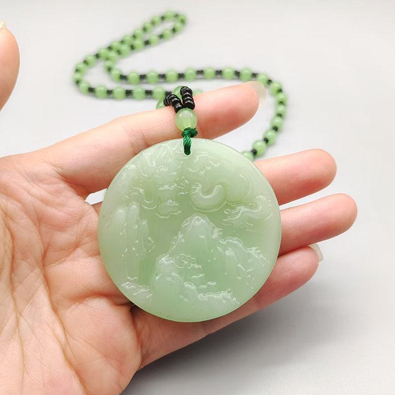 Glass Jewelry Dragon and Phoenix Auspicious Necklace Dragon and Phoenix Brand Pendant Sweater Chain Pendant