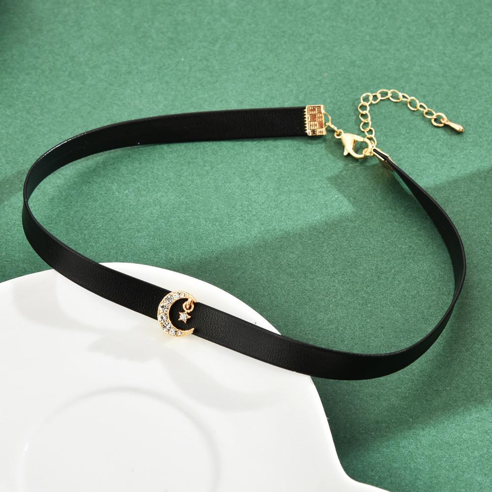 Star And Moon Design Female Necklace Statement Layered Choker For Autumn Moon