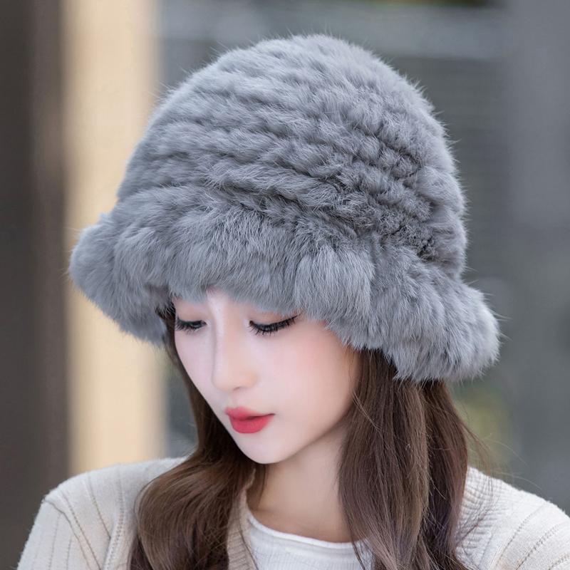 Шапка рыбака из натурального меха кролика для женщин, зимние теплые шапки из меха кролика, мягкие шапки из натурального меха кролика, женская модная меховая шапка 52cm-59cm