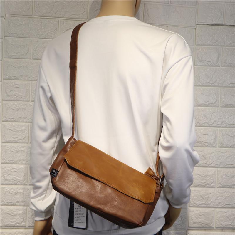 Threebox Retro Japanese Men's Soft Leather Shoulder Messenger Bag