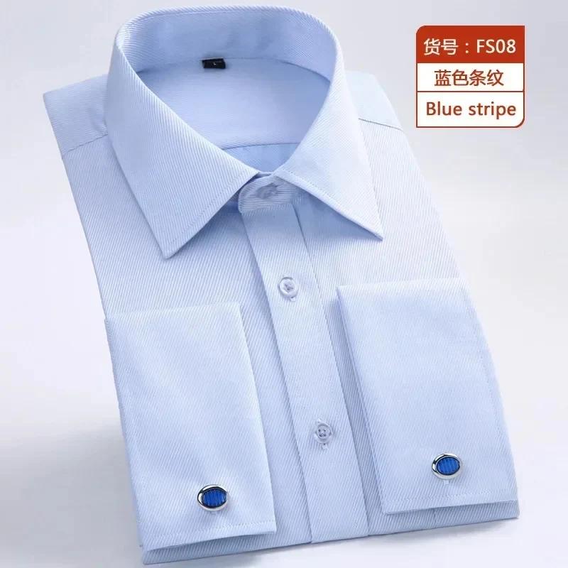 Hemd mit französischen Manschettenknöpfen, Langarmhemd für Herren, Vier Jahreszeiten-Herrenhemd, Einteiler, Mehrfarbig, Business-Casual-Hemd