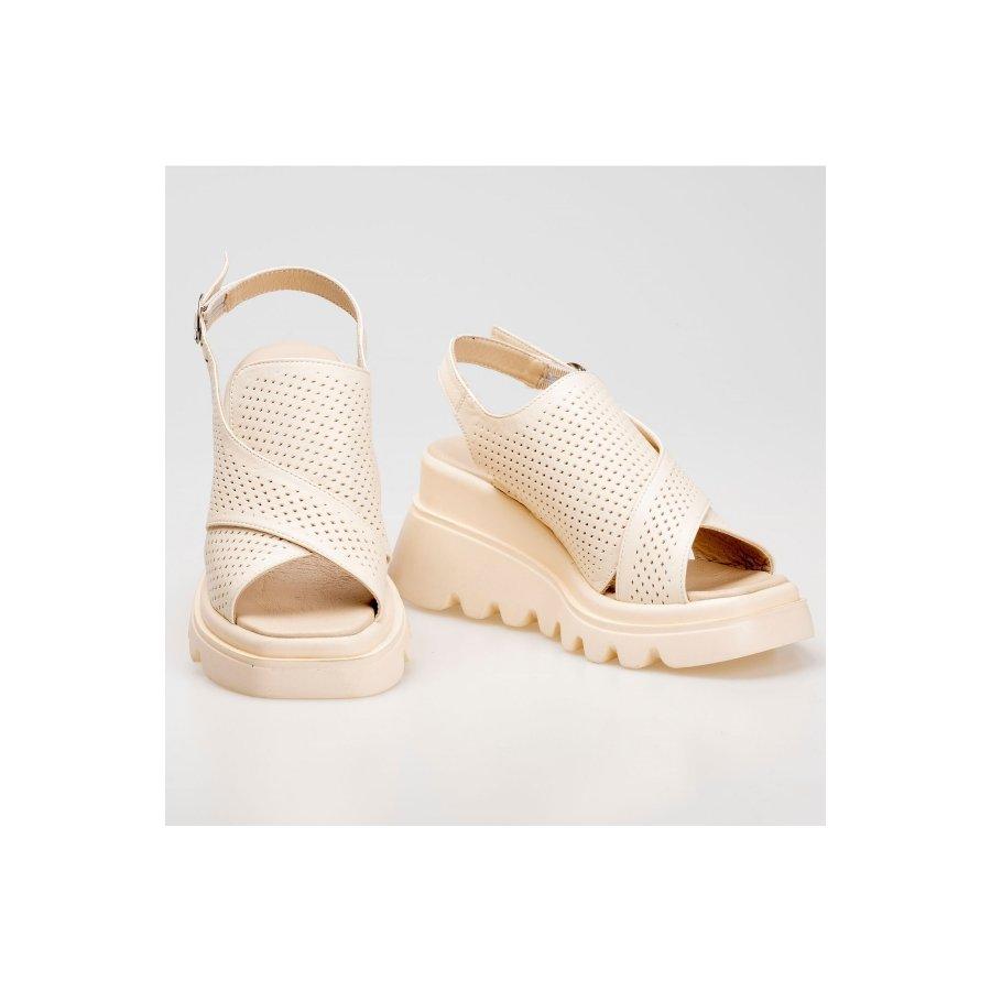 Women's Genuine Leather Wedge Heels Sandals