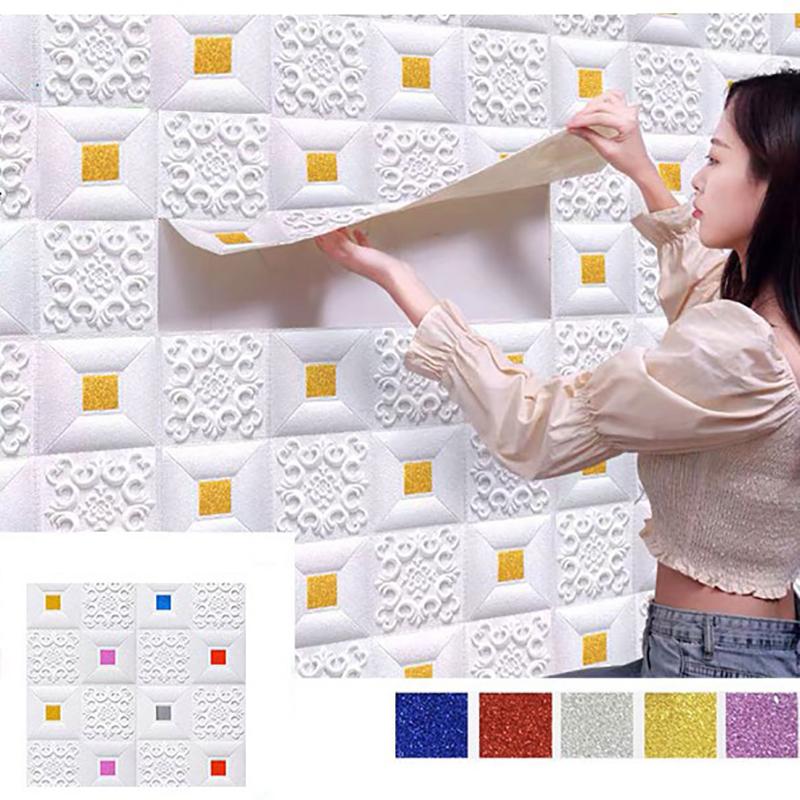 10Pcs 35Cmx35Cm Self-Adhesive Simulation Brick Home Decoration Background Wall Sticker 3D Wallpaper Tv Background Decoration Quality