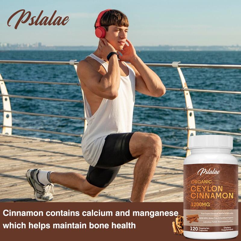 Pslalae Organic Ceylon Cinnamon Capsules, 1200mg, Ceylon Cinnamon Extract, Suitable for Adults