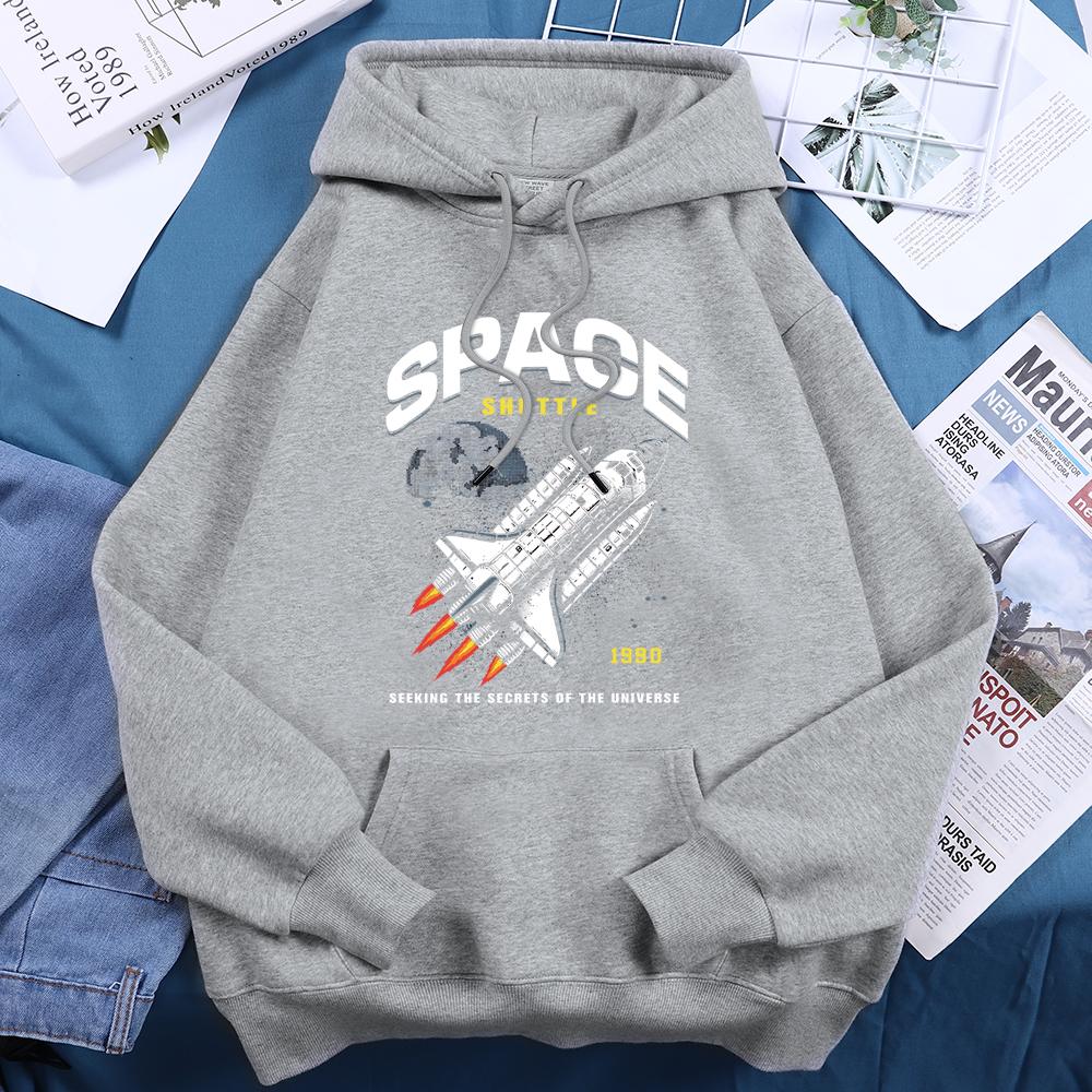 Space Shuttle 1990 Seeking The Secrets Of The Universe Women Sweatshirt Casual Hooded Soft Loose Autumn Hoodies Fleece Warm Tops
