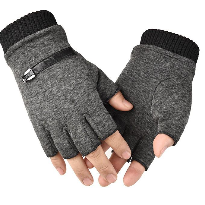 Unisex Half-Finger Velvet Cycling Gloves for Autumn/Winter - Warm, Thickened, Outdoor, Children's & Couples' Styles