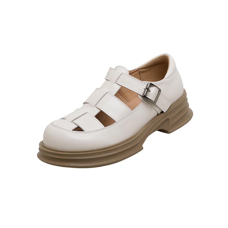 

Баотоу плетеные сандалии женские 2025 лето полые туфли-клетка для свиньи платформа маффин маленькие кожаные туфли фея одинарные туфли 40