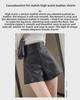 2024 Women's High-Waist PU Leather A-Line Wide-Leg Shorts for Autumn & Winter - Versatile Outdoor Wear