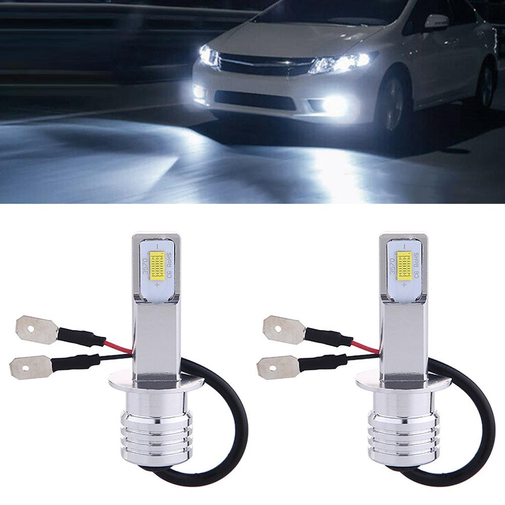 Pair 80W H3 Car Headlight 3570 2SMD LED Bulb Head Lamp 4000LM LED Chips Fog Bulb 6000K White Blue Yellow DC12V 24V