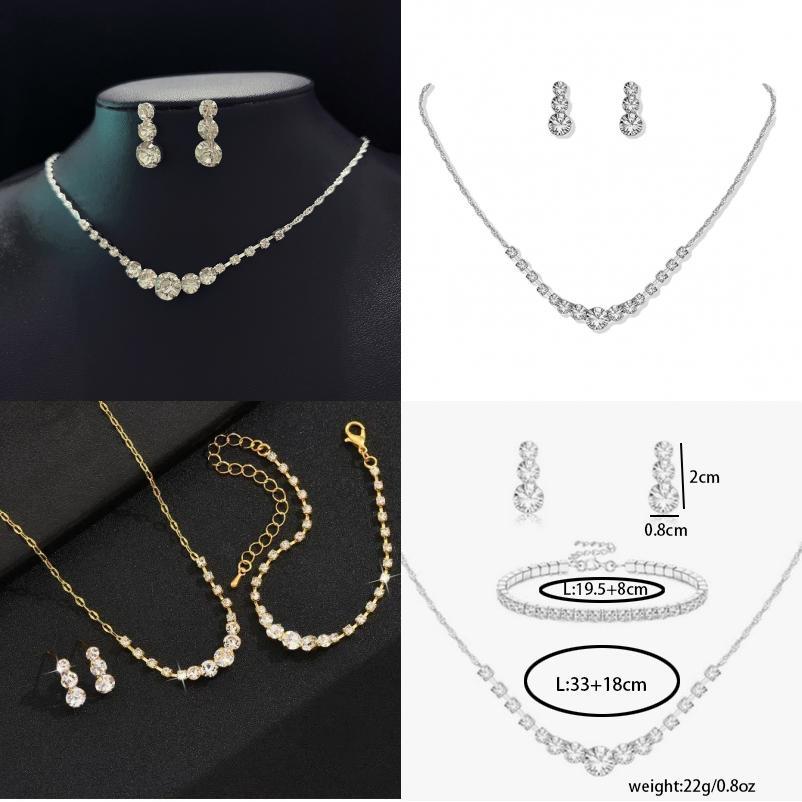 Water Drop Wedding Necklace Set With Geometric Pendant For Bridal Jewelry Collection