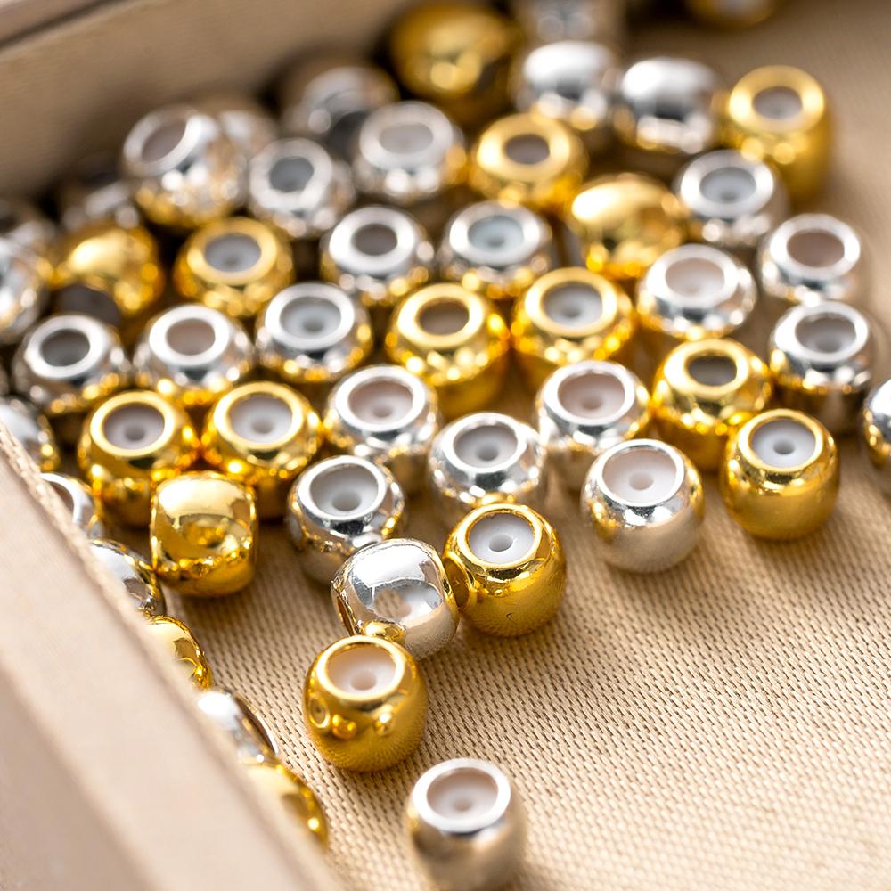 20pcs Gold Plated Brass Stopper Beads with Rubber Inside Rondelle Slider Spacer for DIY Bracelet Necklace Jewelry Making