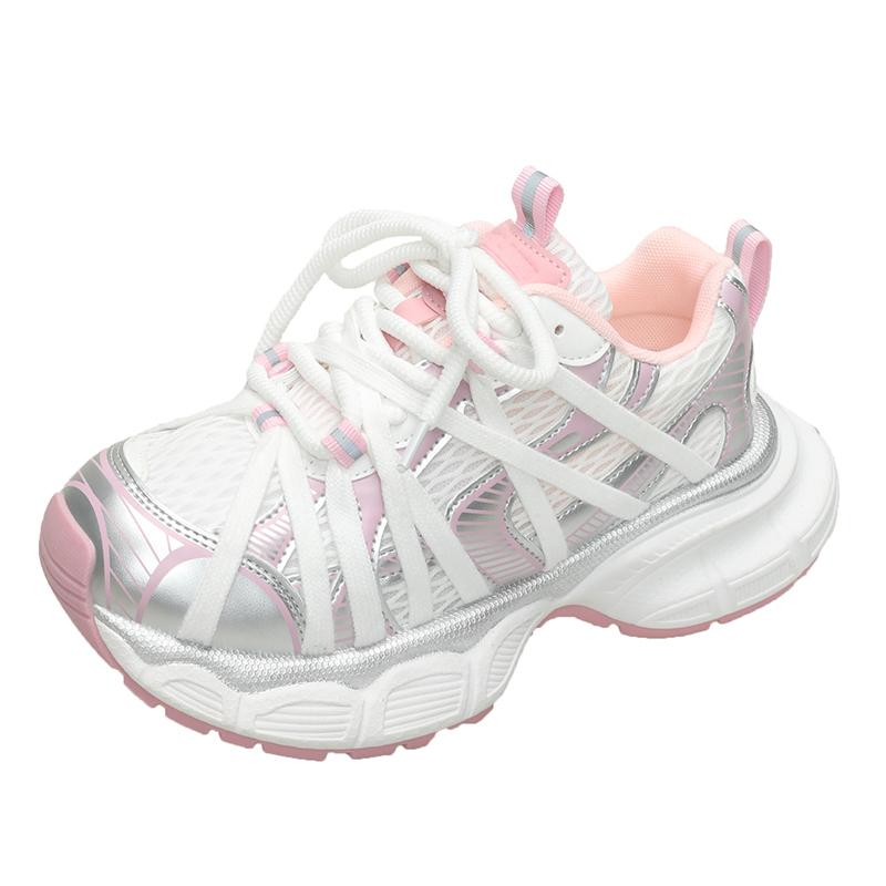 Fashion Women Sneakers Leather Mesh High Heels for Women Casual Lace Up Shoes Fashion Platform Shoes Trend 2025 Zapatos De Mujer