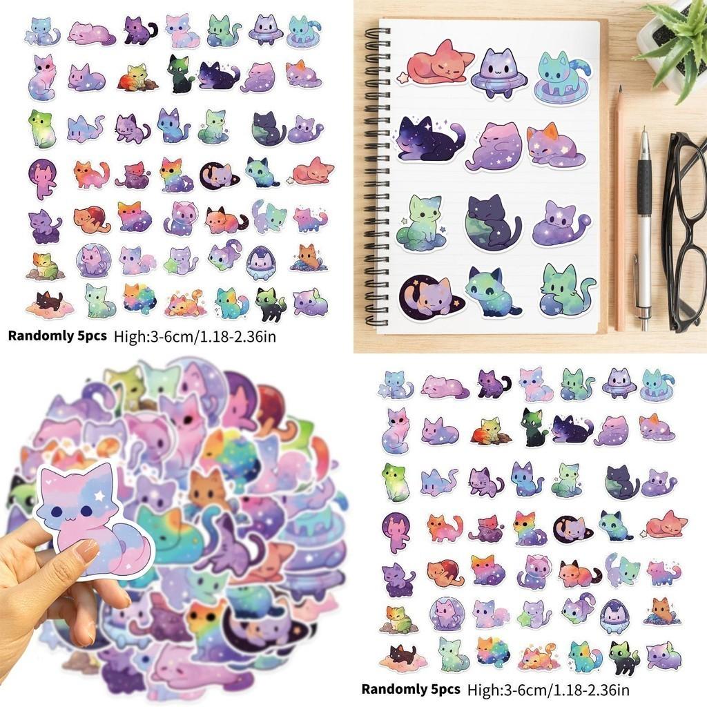 Colorful Starry Sky Cat Graffiti Stickers Decor For Guitar Notebook Luggage Diy Waterproof Decals Wholesale