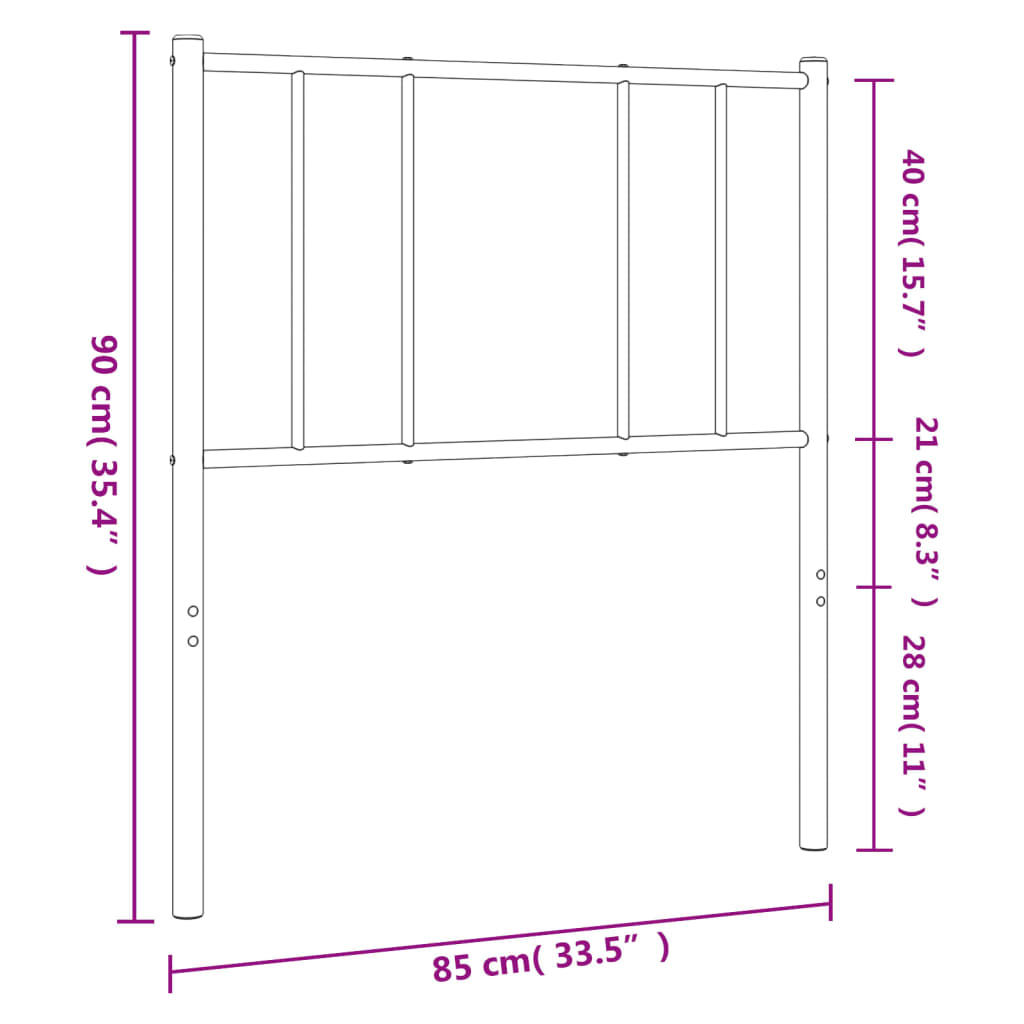 Vidaxl Metalowe Wezgłowie, Czarne, 80 Cm