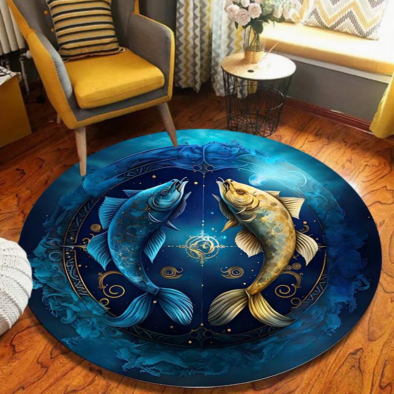 Japanese Koi Fish Round Rug Zen Living Room Living Room Bedroom Home Decoration Carpet Bedroom Decor Living Room Decoration