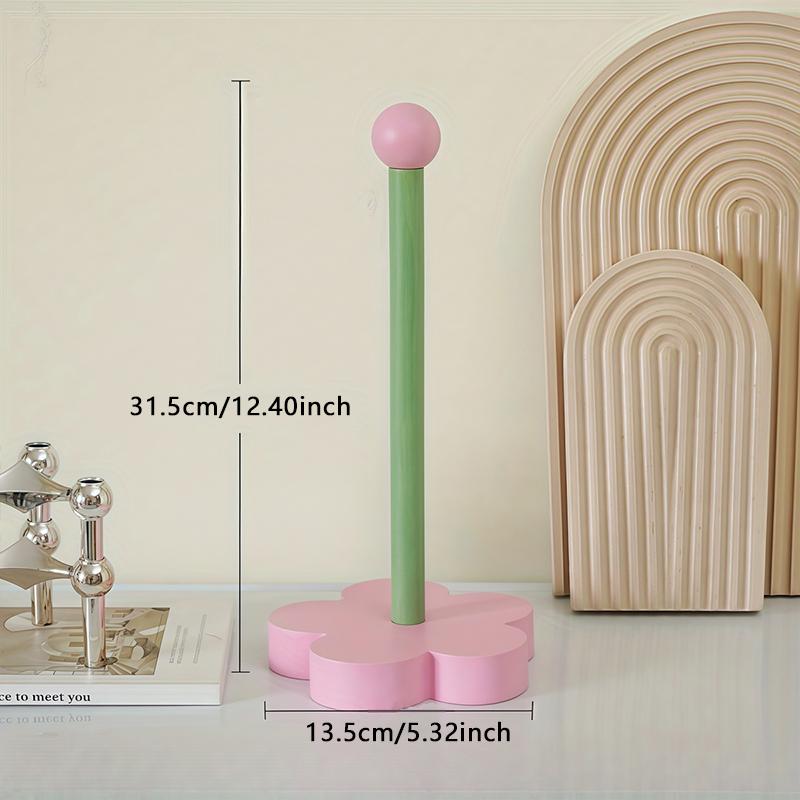 Wooden Tulip Flower Paper Towel Holder Stand Vertical Kitchen Roll Bathroom Tissue Storage Organizer Countertop Desk Decor