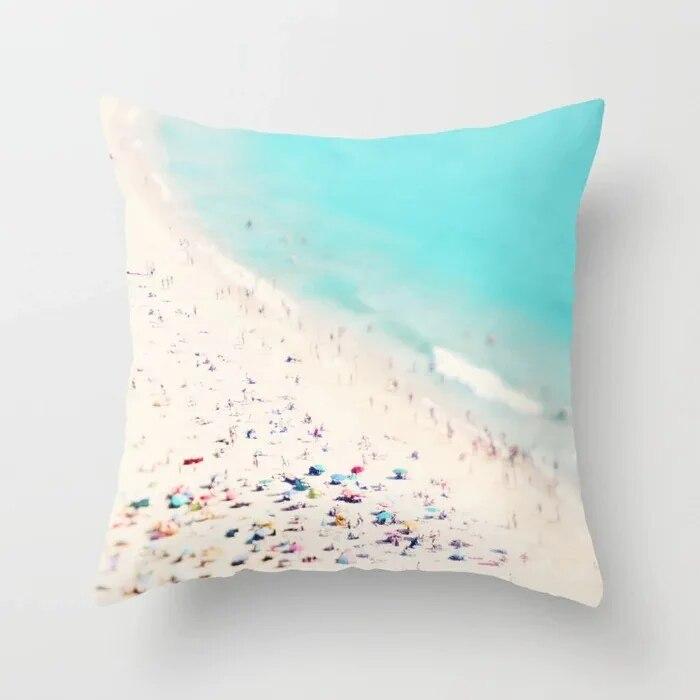 Sommer Cool Sea Blue Design Hawaiianischer Strandwellen-Druck Muster Sofakissenbezug Kissenbezug Zuhause Auto Bettwäsche