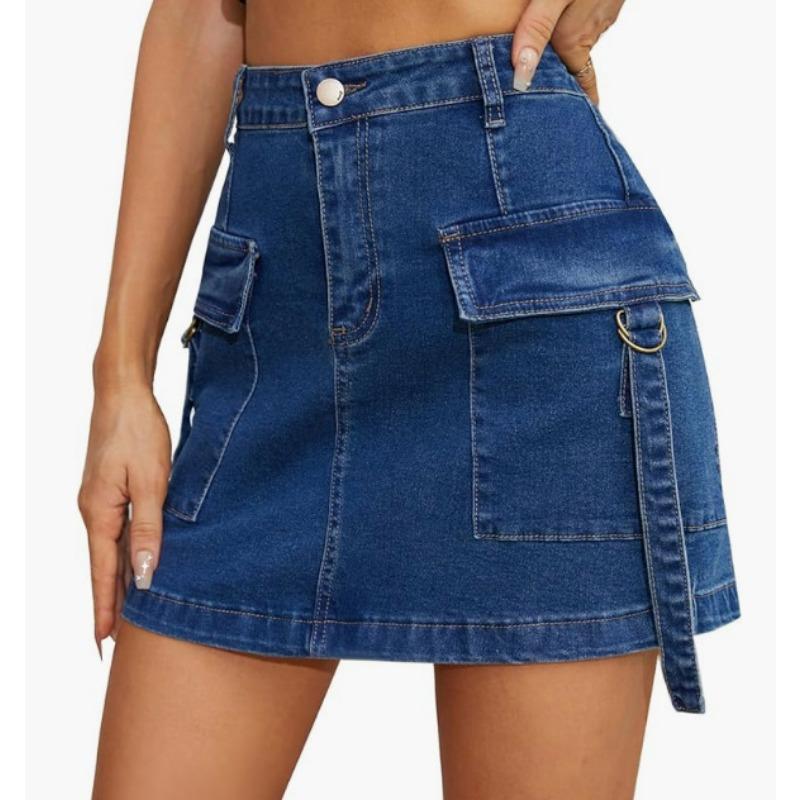 Fashion Summer Women's Short Cargo Skirts Pockets Solid Color Mini Casual Hip Lift Ladies Skirts Ladies Elegant Slim Fit Clothing