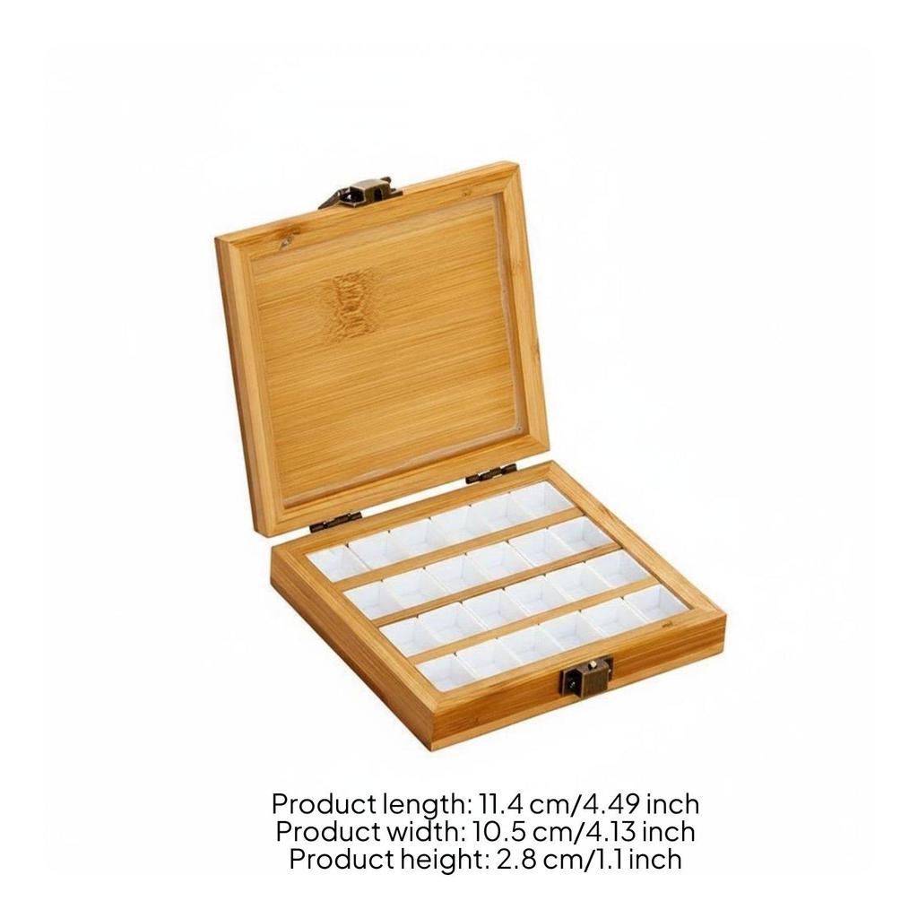 Portable Paint Palette Watercolor Mixing Box Wooden with Metal Latch for Secure