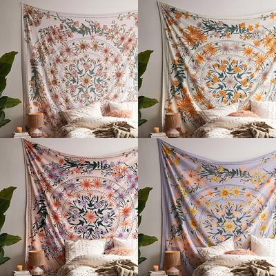 New Bohemian Mandala Flower Print Tapestry InsStyle Cycle Meditation Room Decoration Sanded Wall Hanging Cloth for Holiday Gift