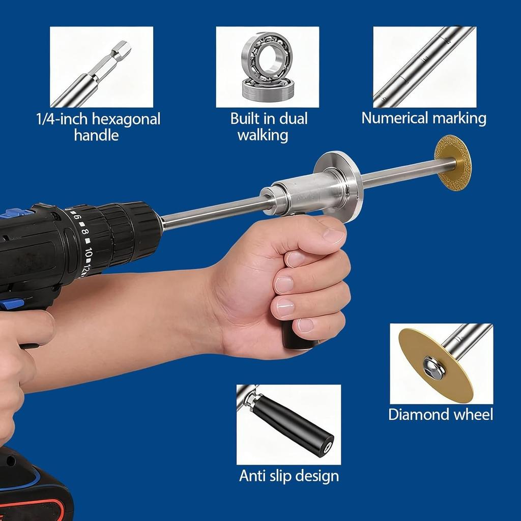 Inside Pipe Cutter Pipe Cutter,7 Inch PVC Pipe Cutter Adjustable Cut Depth,with Handle and 4 Diamond Grit Cutting Wheel,1/4in Hex Shank Fit for Impact