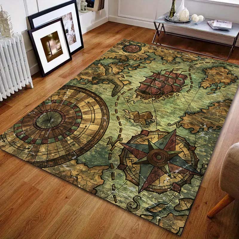 

Винтажный принт морской карты ковер для спальни, гостиной, прикроватный, под диван, напольный коврик, современный домашний декор, ковер для зонирования, большой размер 40x60cm (16x24in)