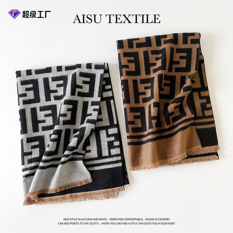 Fashion scarf women's winter high sense autumn and winter wool scarf shawl ET letter air-conditioned room scarf