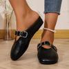 Women Flats Square Toe Slippers Woman  Shoes Casual Sandals Summer 2025 Brand  Trend Slides Soft Leather Flip Flops
