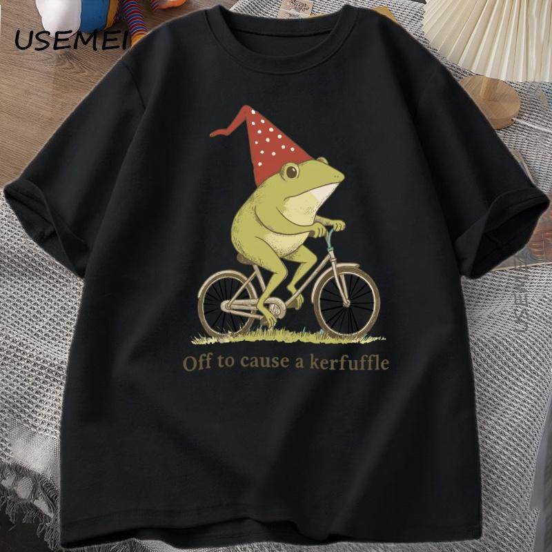 

Asian size Unisexs Kerfuffle Frog 100cotton TShirt Funny Sayings Unique Tshirt Adults Unisex Graphic Tee Male Summer Tops S
