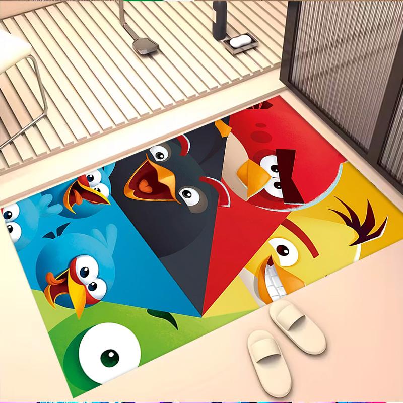 Angry Birds Print Rug, Washable Floor Carpet, For Entryway Dorm Laundry Room Office Study, Home Decor Birthday Christmas Gift