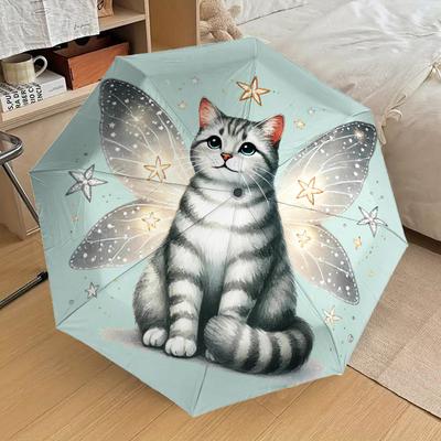 1pc Cat Butterfly Pattern Umbrella Design Automatic Opening and Closing Umbrella, High-quality Travel Umbrella, Lightweight and Portable, -64