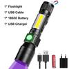 Super Bright 7 Lighting Modes Rechargeable Flashlight High Power UV Light Red/White Light Zoomable Torch Waterproof Flashlights
