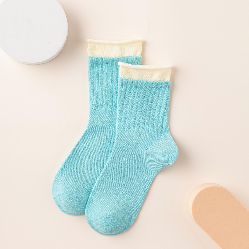 

Носки Женские Осенние Цветные Блокировки Пот Антизапах Женские Носки Чесаный Хлопок Дышащие Носки до Середины Икры Не Сползают с Пятки Носки до Середины Икры 1 pair циан