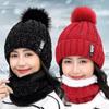 Zweiteiliges Winterset für Damen: Warmer Strickschal, Skimütze ohne Krempe, Outdoor-Sportmütze